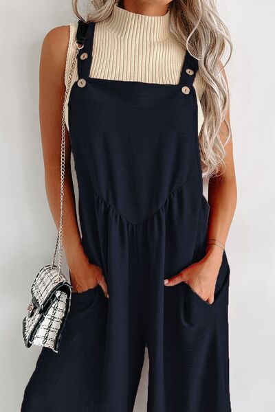 Square Neck Wide Strap Jumpsuit - Lily and Lavender Boutique