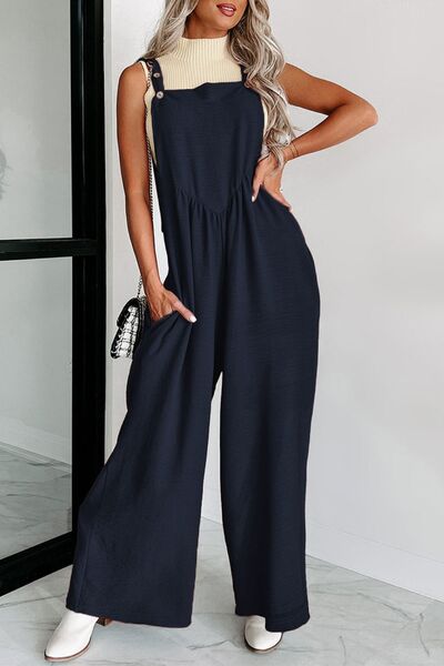 Square Neck Wide Strap Jumpsuit - Lily and Lavender Boutique