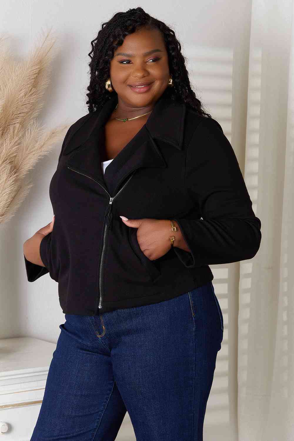 Culture Code Full Size Zip-Up Jacket with Pockets - Lily and Lavender Boutique