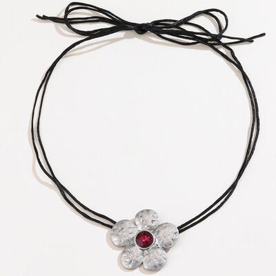 Tied Alloy Rhinestone Flower Shape Necklace - Lily and Lavender Boutique