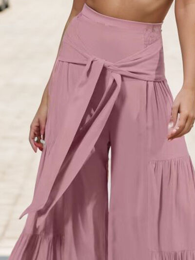 Tied Wide Leg Pants - Lily and Lavender Boutique