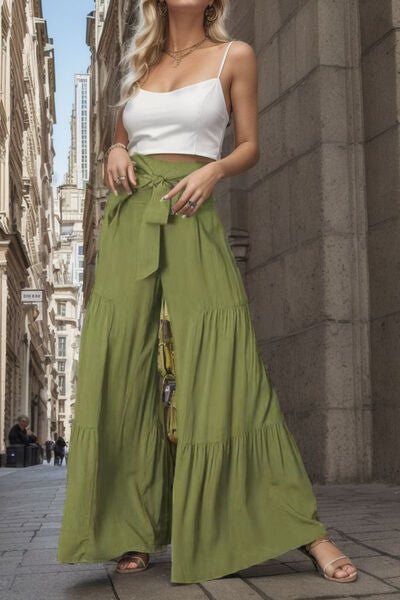 Tied Wide Leg Pants - Lily and Lavender Boutique