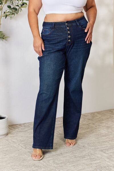 Judy Blue Full Size Button-Fly Straight Jeans - Lily and Lavender Boutique