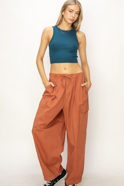 HYFVE Drawstring Cargo Wide Leg Pants - Lily and Lavender Boutique