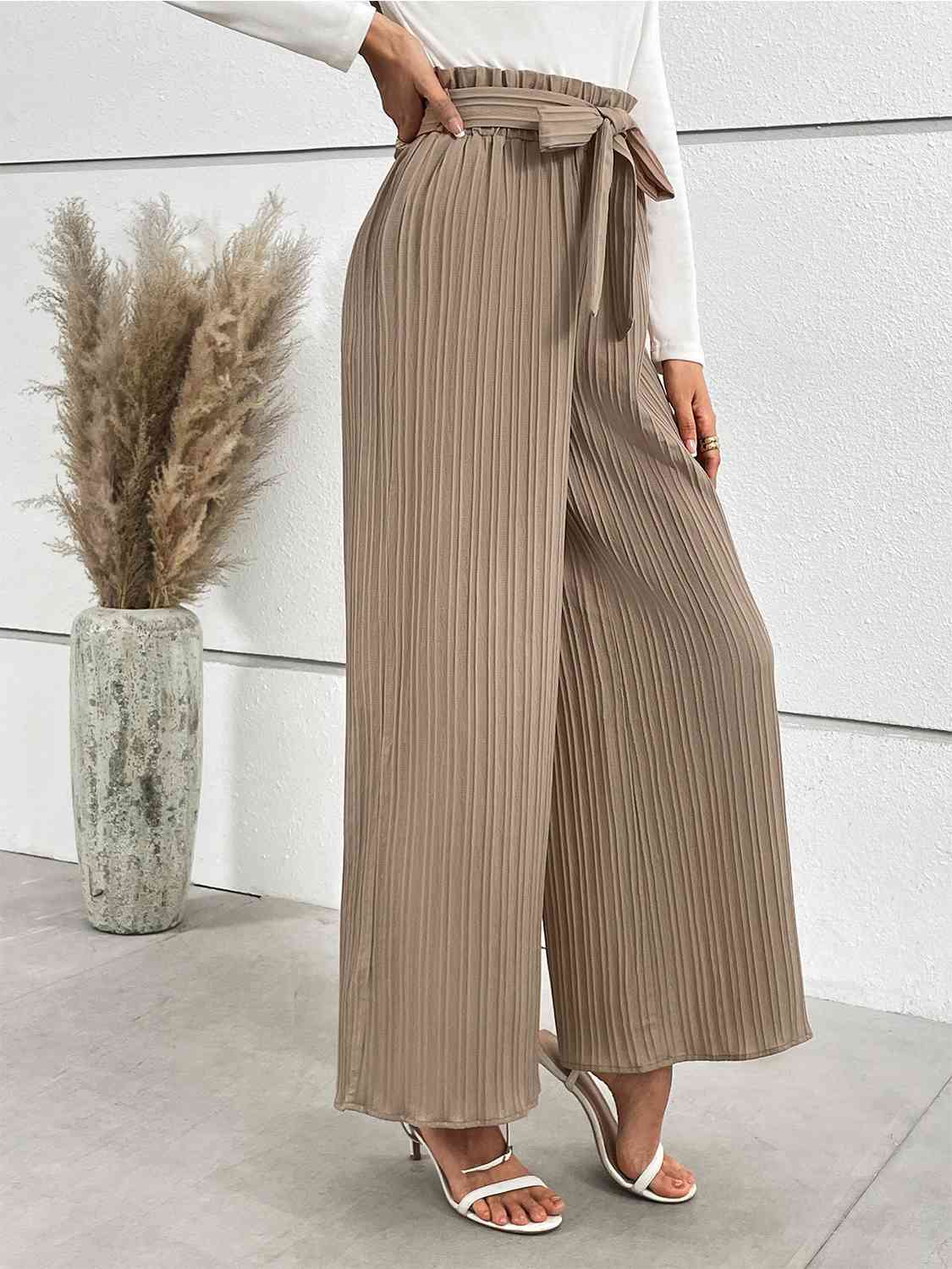 Tied Wide Leg Long Pants - Lily and Lavender Boutique