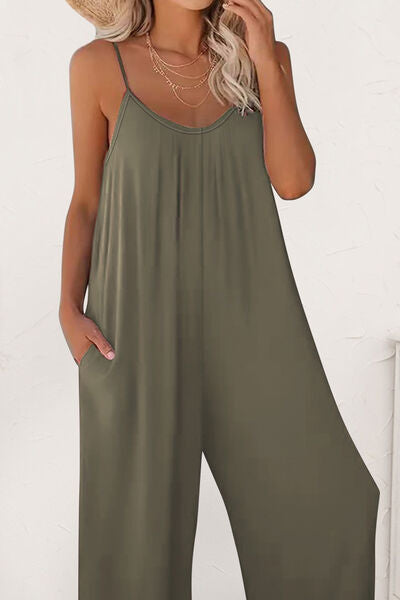 Scoop Neck Spaghetti Strap Jumpsuit - Lily and Lavender Boutique