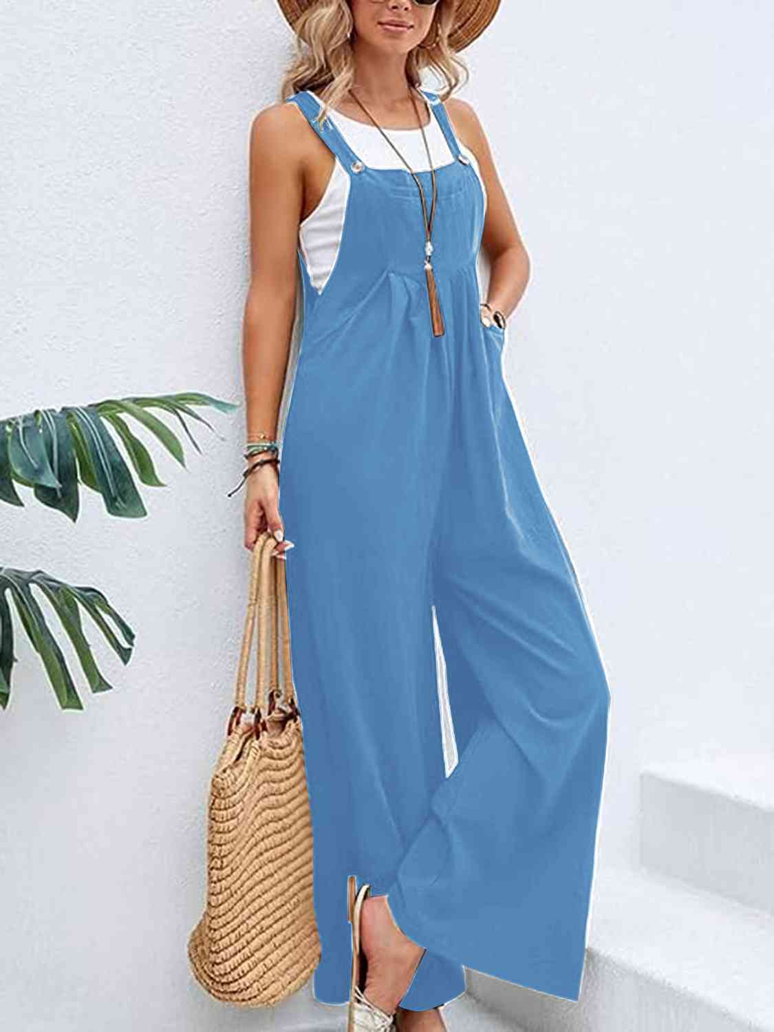 Full Size Wide Leg Overalls with Pockets - Lily and Lavender Boutique