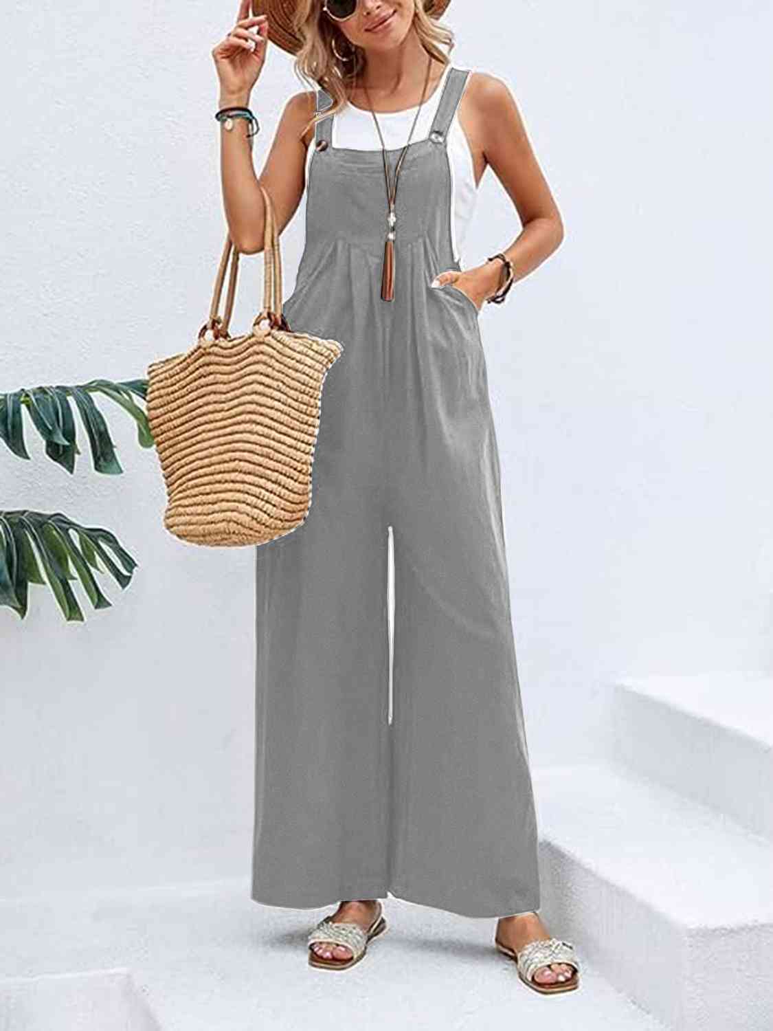 Full Size Wide Leg Overalls with Pockets - Lily and Lavender Boutique