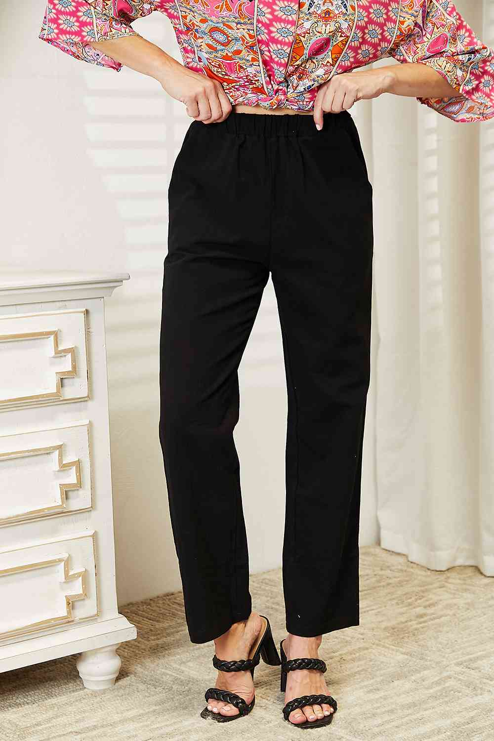 Double Take Pull-On Pants with Pockets - Lily and Lavender Boutique