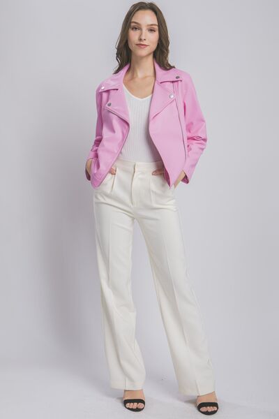 LOVE TREE Collared Neck Zip Up Jacket - Lily and Lavender Boutique